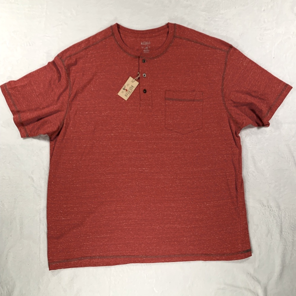 NEW Red Head Brand Men's Size‎ 2XL Red Rust Henley Short Sleeve T-Shirt Soft